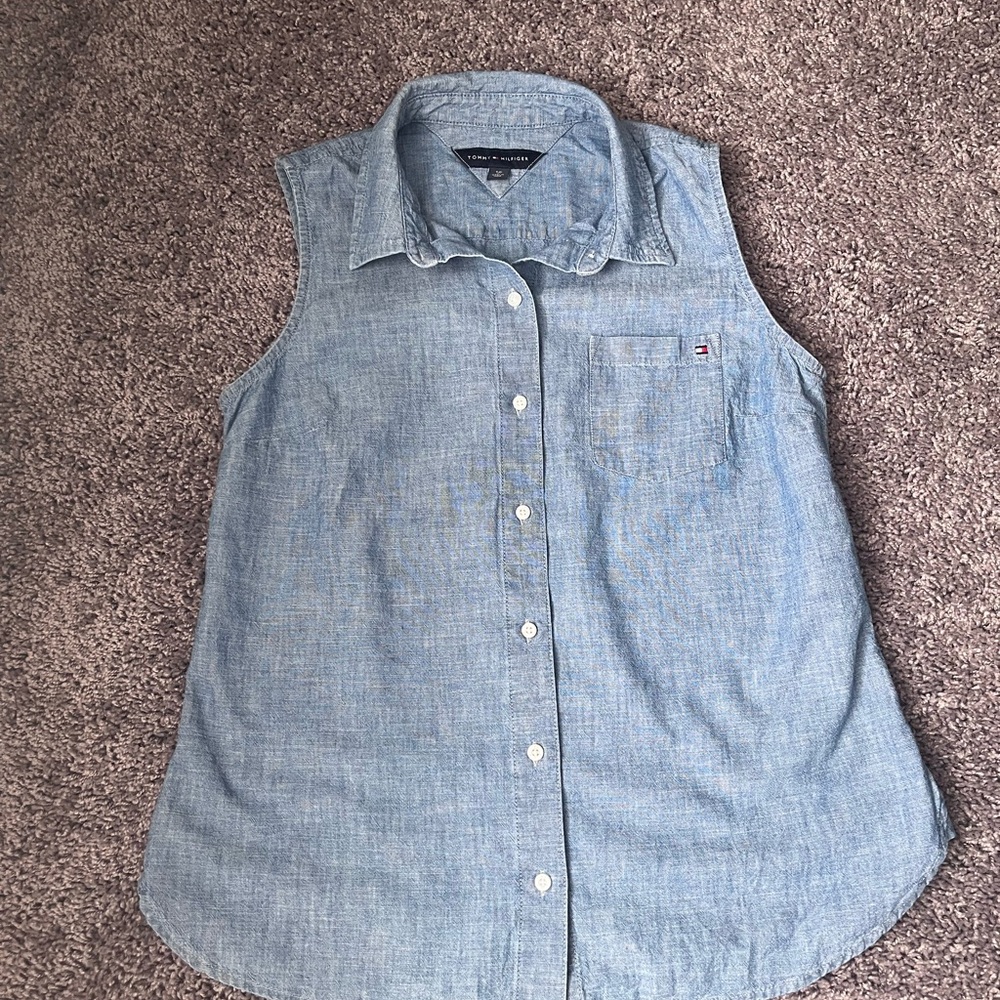 TOMMY HILFIGER | Women's Blue Sleeveless Top - Picture 6 of 10